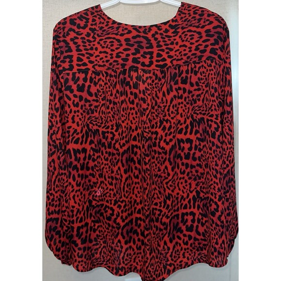 I.N.C International Concepts Surplice Top Womens XL Red Leopard Print Cheetah - Picture 5 of 7